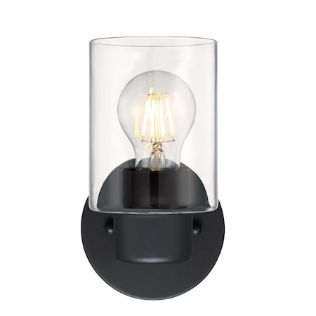 Westinghouse Fixture Wall 60W Sylvestre, Matte Black CylIndoorical Clear Glass 6115500